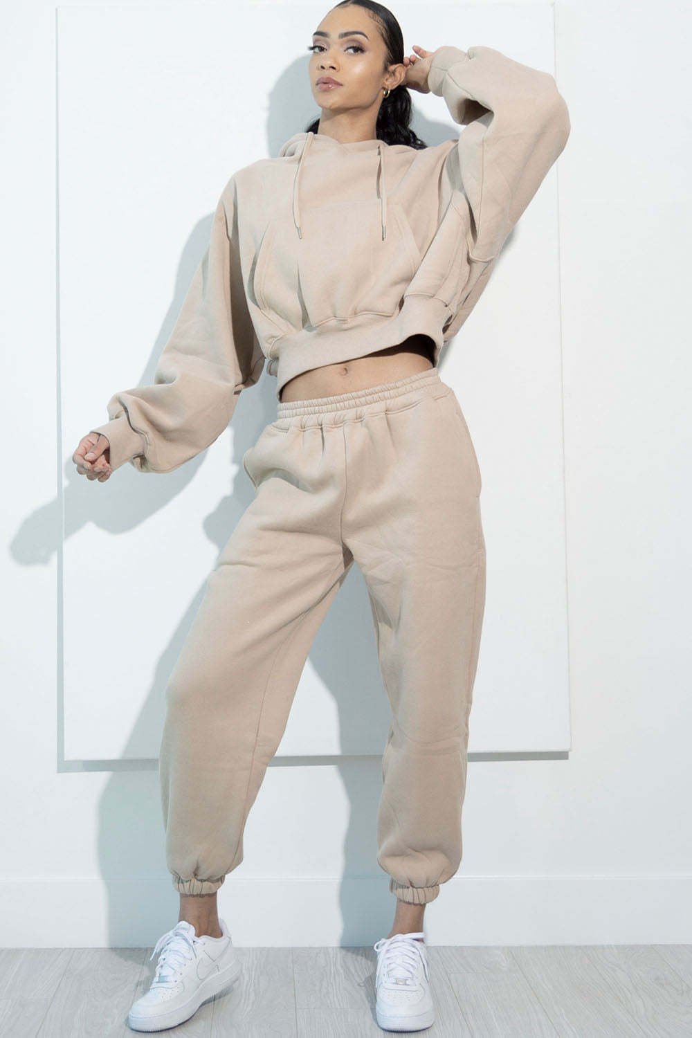 RAYVYN | Women's Beige Oversized Sweat Pants – MYKRISTI