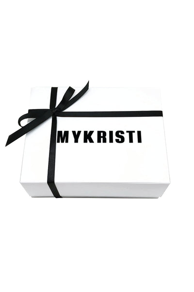 MYKRISTI white box with a black tied bow